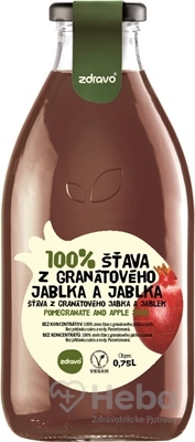 zdravo 100% ŠŤAVA Z GRANÁTOVÉHO JABLKA A JABLKA