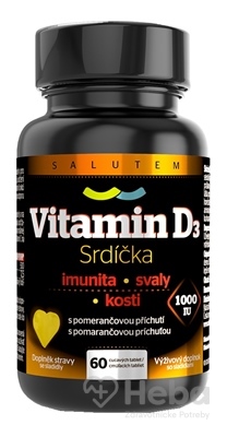 Vitamín D3 Srdiečka 1000 IU SALUTEM