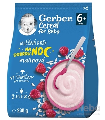 Gerber Cereal Mliečna KAŠA Dobrú noc Malinová