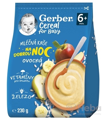 Gerber Cereal Mliečna KAŠA Dobrú noc Ovocná