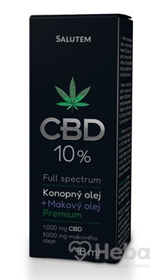 CBD 10 % Konopný olej+Makový olej Premium SALUTEM