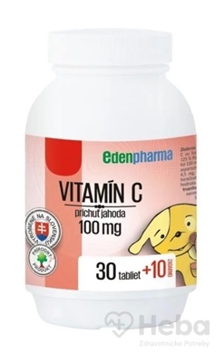 EDENPharma VITAMÍN C 100 mg príchuť jahoda
