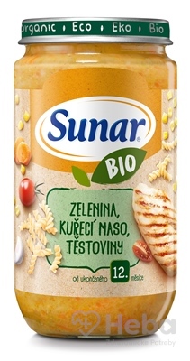 Sunar BIO príkrm ZELENINA, Kuracie MÄSO, CESTOVINY