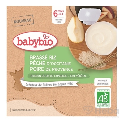BabyBIO Brassé Ryža s broskyňou a hruškou