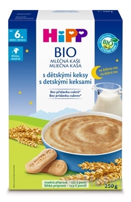 HIPP BIO Mliečna KAŠA Dobrú noc s detskými keksami