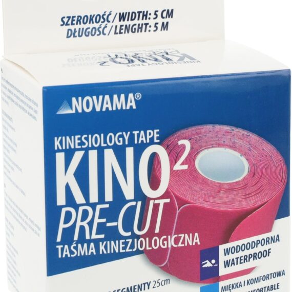NOVAMA KINO2 PRE-CUT Predstrihaná kineziologická páska 5cmx5m/so segmentami 25cm, ružová