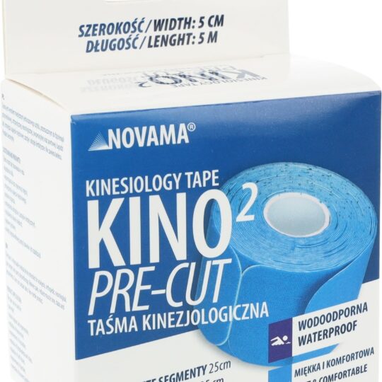 NOVAMA KINO2 PRE-CUT Predstrihaná kineziologická páska 5cmx5m/so segmentami 25cm, modrá