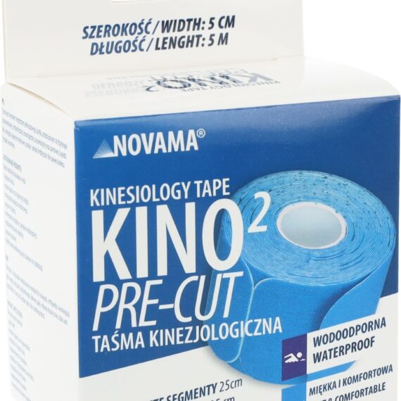 NOVAMA KINO2 PRE-CUT Predstrihaná kineziologická páska 5cmx5m/so segmentami 25cm, modrá