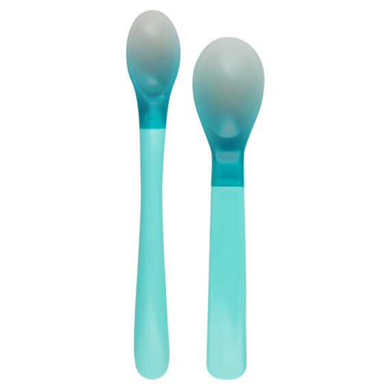 CANPOL BABIES Lyžičky plastové magické meniace farbu 2ks 4m+ tyrkysové