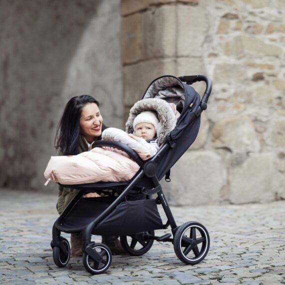 PETITE&MARS Set zimný fusak Comfy 4v1 + rukavice na kočík Furry Veritable Khaki