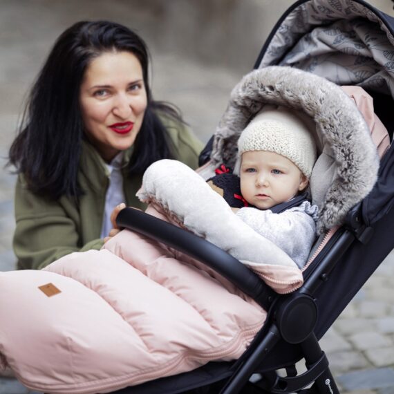 PETITE&MARS Set zimný fusak Comfy 4v1 + rukavice na kočík Furry Veritable Khaki