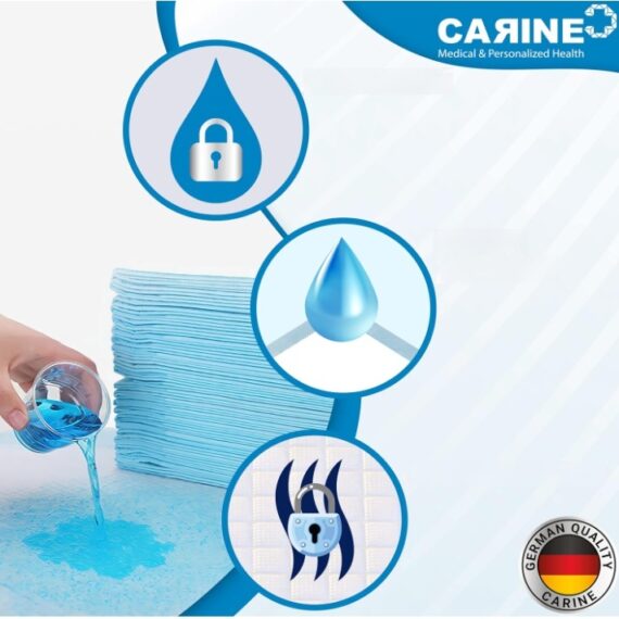 CARINE Jednorazové absorbčné podložky, modré, 60cmx90cm, absorbcia 1000 ml, 30ks