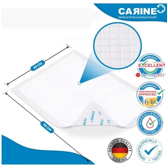 CARINE Jednorazové absorbčné podložky, modré, 60cmx90cm, absorbcia 1000 ml, 90 ks