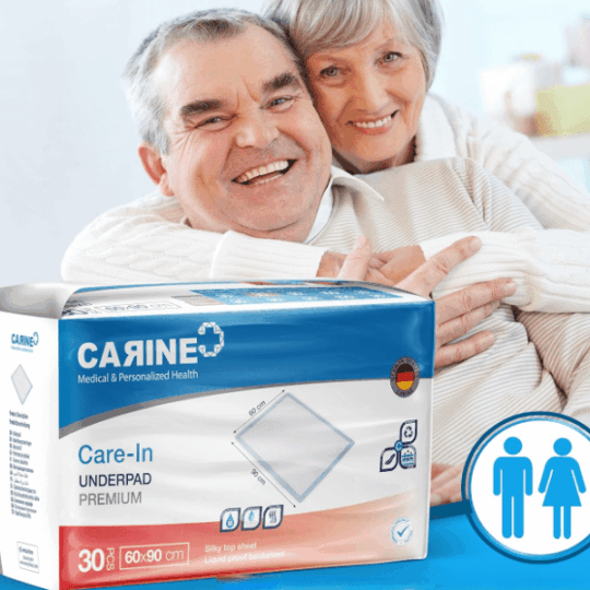 CARINE Jednorazové absorbčné podložky, modré, 60cmx90cm, absorbcia 1000 ml, 90 ks