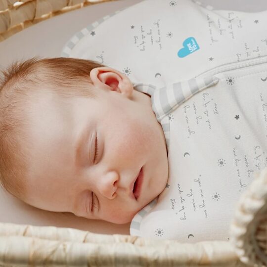 Love To Dream Swaddle UP - veľkosť S - biela, Nápisy STAGE1 - 0,2 TOG Original