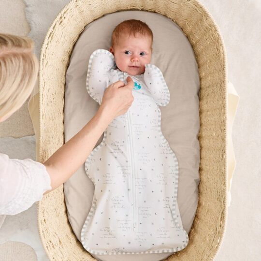 Love To Dream Swaddle UP - veľkosť XS - biela, Nápisy STAGE1 - 0,2 TOG Original