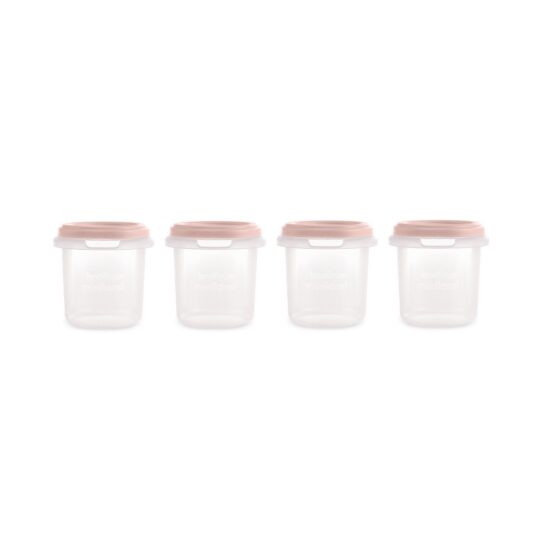 Miniland Dolce Hermeticky uzatvárateľné nádoby na potraviny, 4x200 ml, ružová