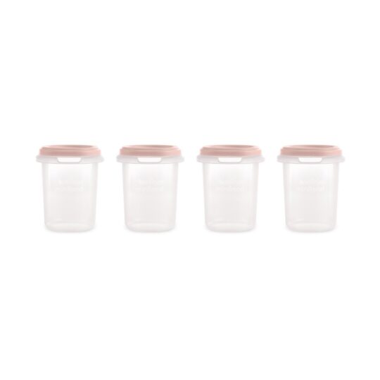 Miniland Dolce Hermeticky uzatvárateľné nádoby na potraviny, 4x250 ml, ružová