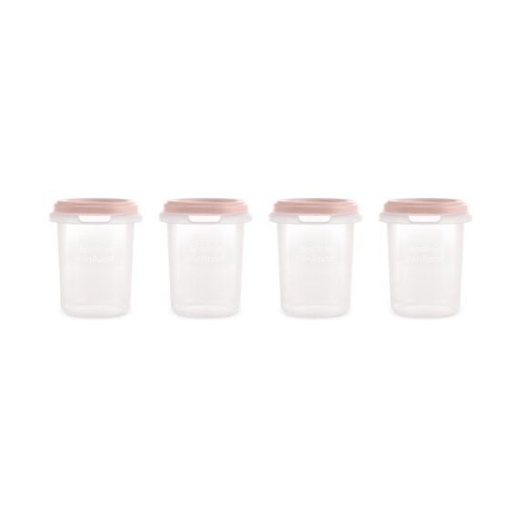 Miniland Dolce Hermeticky uzatvárateľné nádoby na potraviny, 4x250 ml, ružová