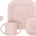 Miniland Dolce 5-dielny set na jedenie pre deti, štvorcový, ružový