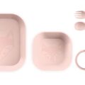 Miniland Dolce 5-dielny set na jedenie pre deti, štvorcový, ružový