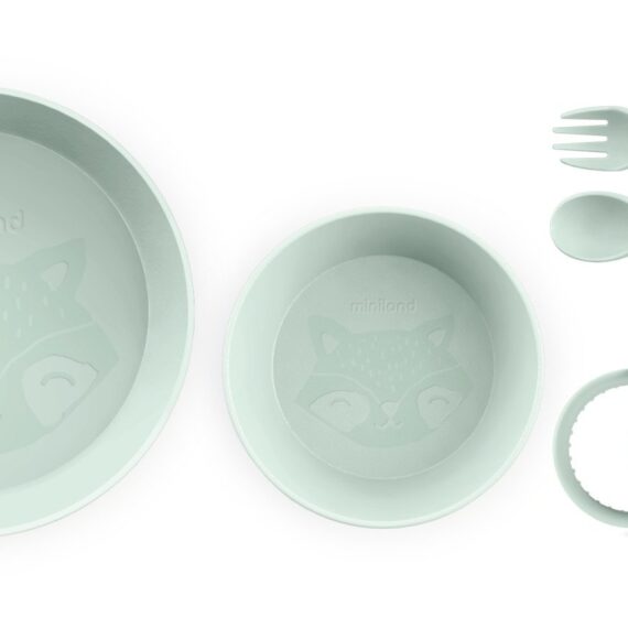 Miniland Dolce 5-dielny set na jedenie pre deti, okrúhly, mätový