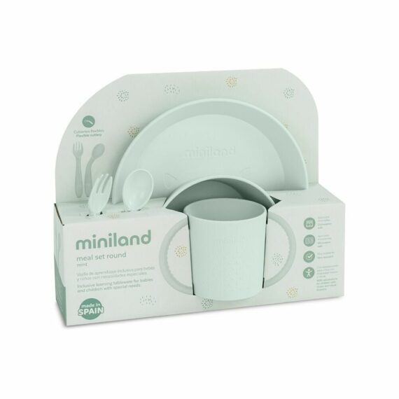 Miniland Dolce 5-dielny set na jedenie pre deti, okrúhly, mätový