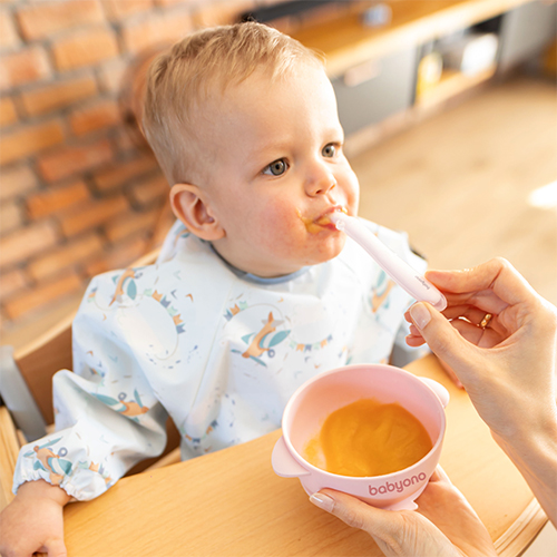 BABYONO Miska silikónová s prísavkou a viečkom ružová 6m+
