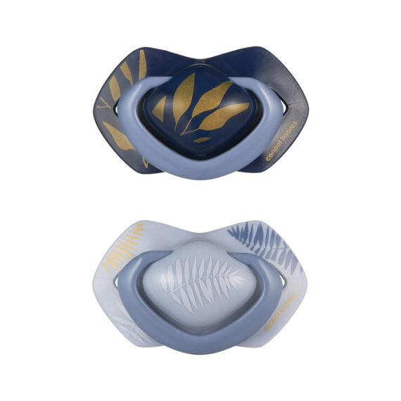 CANPOL BABIES Cumlík silikónový symetrický Light touch GOLD 18m+m 2ks modrý