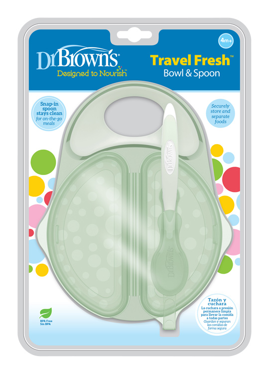 DR.BROWN'S Miska cestovná s lyžičkou 4m+, 4ks TF010-P3