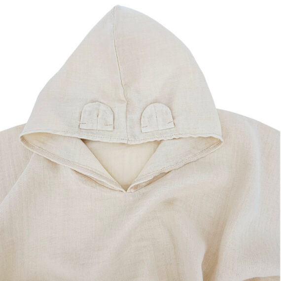 EKO Pončo mušelínové s kapucňou a uškami Latte 75x120 cm