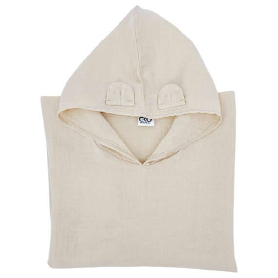 EKO Pončo mušelínové s kapucňou a uškami Latte 75x120 cm