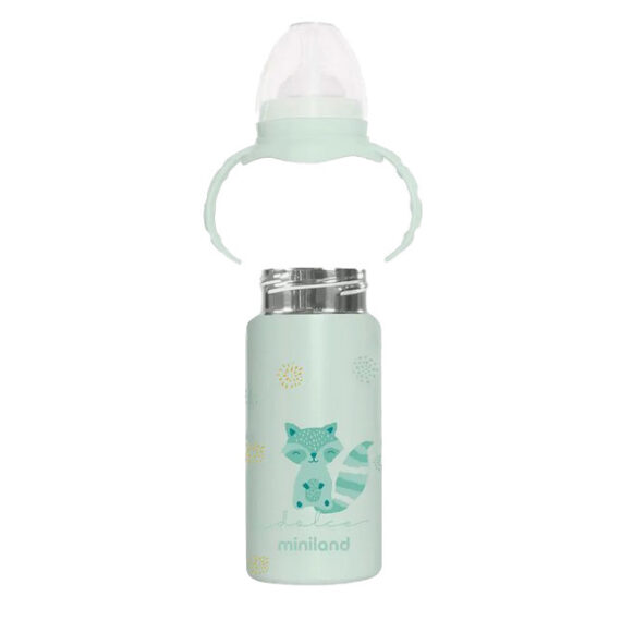 Miniland Dolce Termoska z nerezovej ocele s cumlíkom, 240 ml, mätová