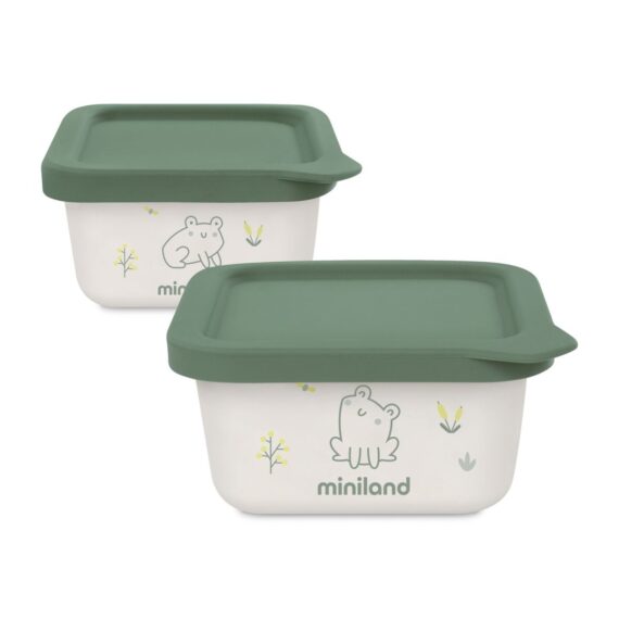 Miniland ECO-friendly Hermetické nádoby na uloženie jedla,  2x400 ml, Žabka