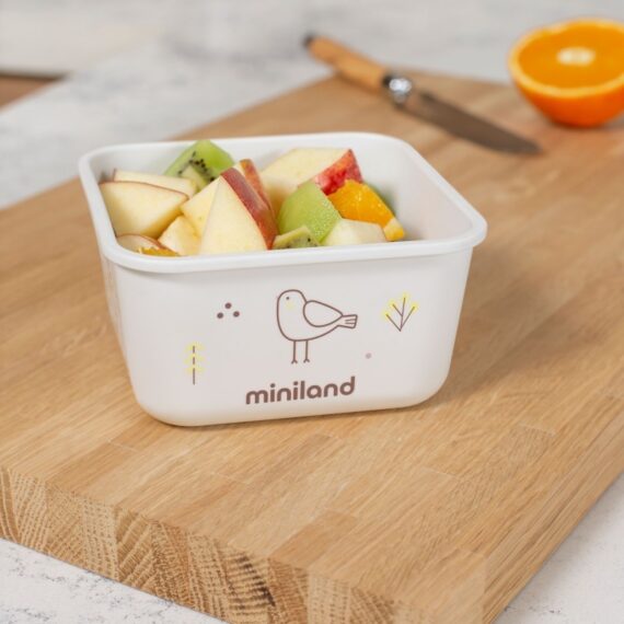 Miniland ECO-friendly Hermetické nádoby na uloženie jedla,  2x400 ml, Vtáčik
