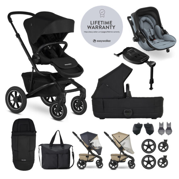 EASYWALKER Set XXL Kočík Jimmey Air Pepper Black + KIDDY Evoluna i-size 2