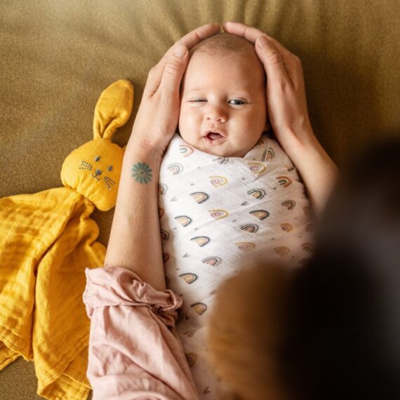 PETITE&MARS Prikrývka bambusová mušelínová 2ks Misty Pink Meadow 120 x 120 cm