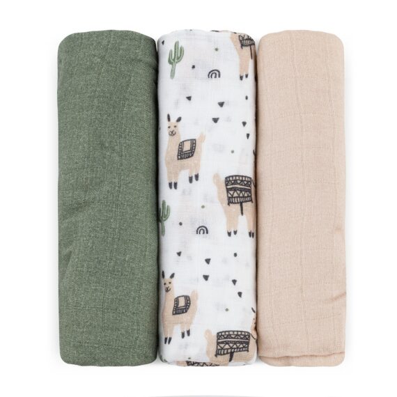 PETITE & MARS Sada plienok bambusová mušelínová 3ks Moussy Llama Vibes 68 x 68 cm