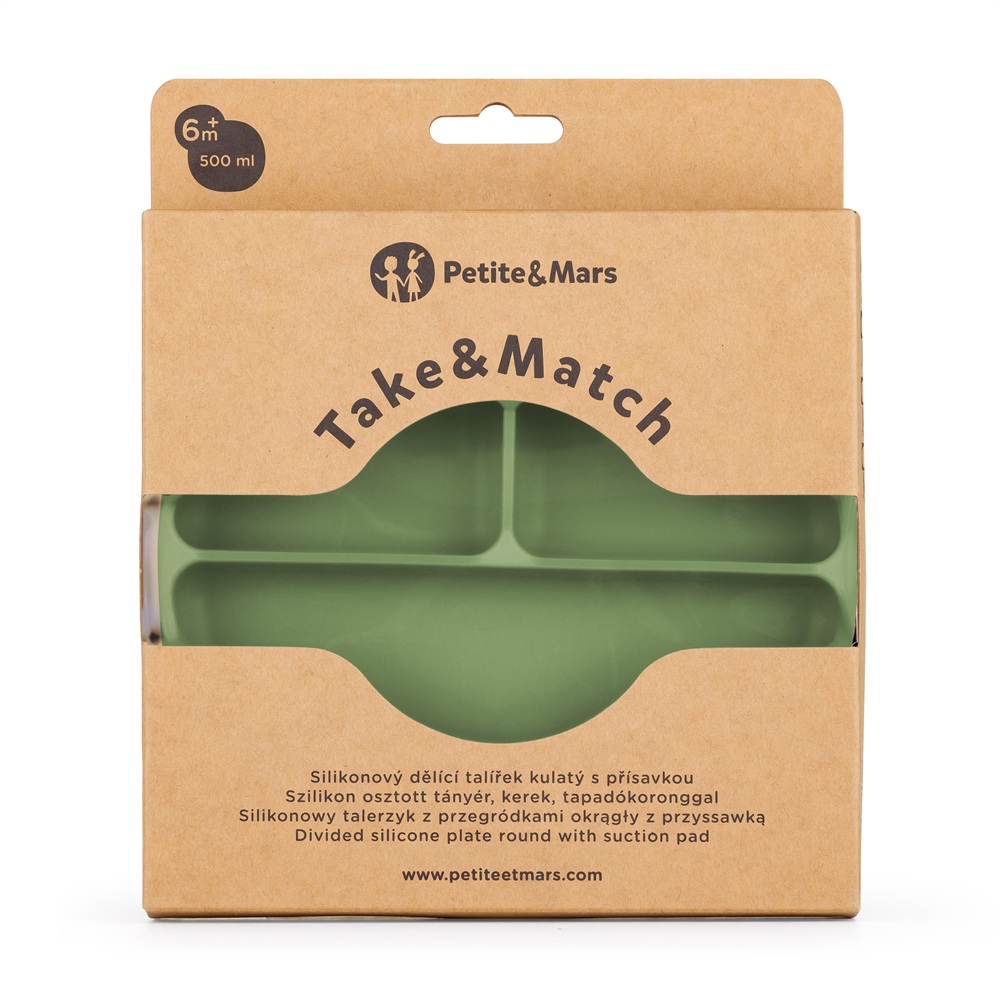PETITE&MARS Tanierik silikónový deliaci okrúhly Take&Match Sweet Pea 6m+