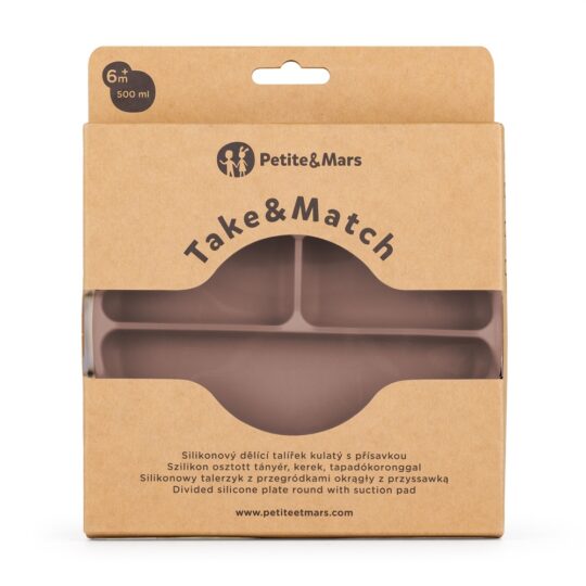 PETITE&MARS Tanierik silikónový deliaci okrúhly Take&Match Velvet Latte 6m+