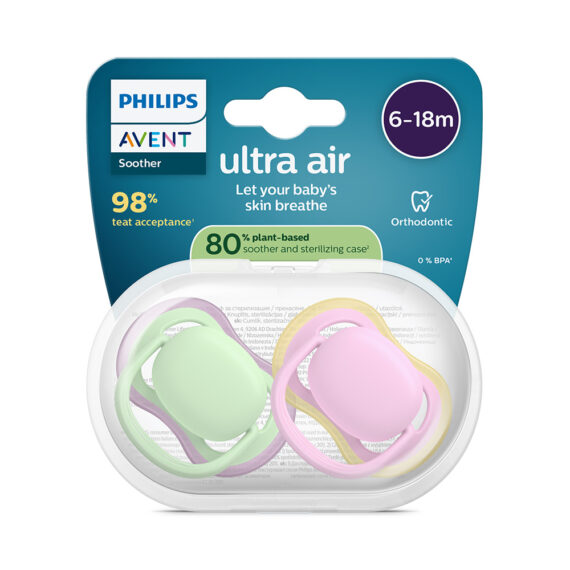 Philips AVENT Cumlík Ultra air ružová/zelená 6-18m dievča 2ks