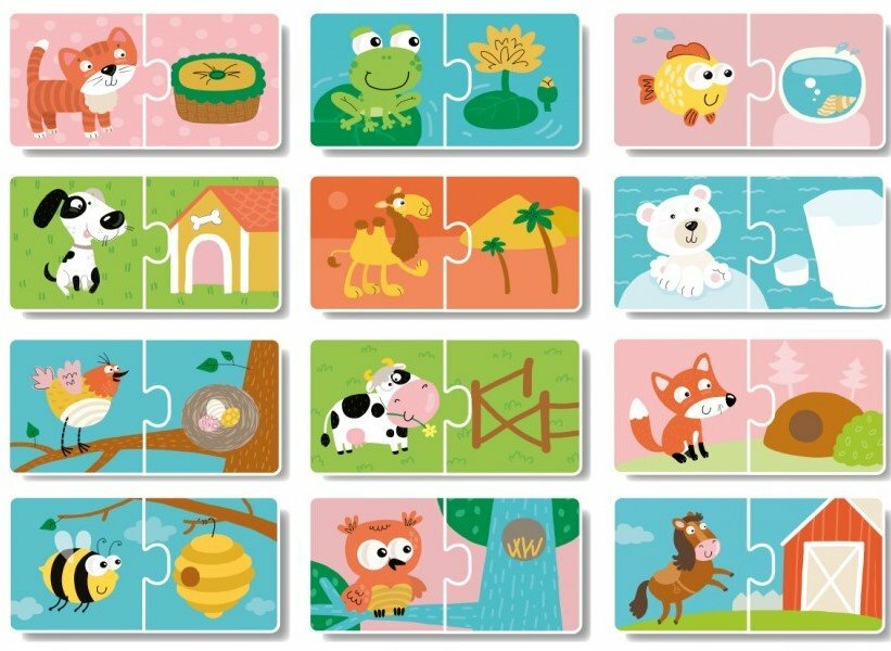 DoDo Puzzle Duo Kde žijú zvieratká 12x2 dieliky