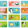 DoDo Puzzle Duo Čo jedia zvieratá 12x2 dieliky