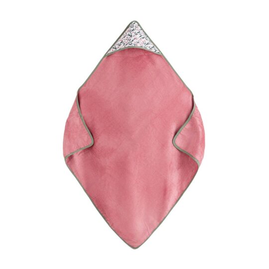 PETITE&MARS Osuška bambusová s kapucňou Loulou Pink Meadow 100 x 100 cm