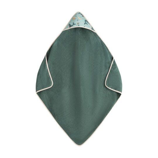 PETITE&MARS Osuška bambusová s kapucňou Loulou Whale Song 100 x 100 cm