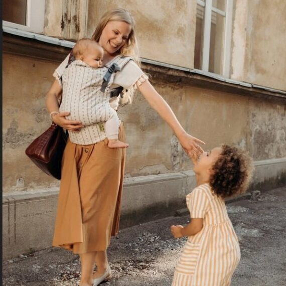 Boba X Detský nosič, krémová s potlačou