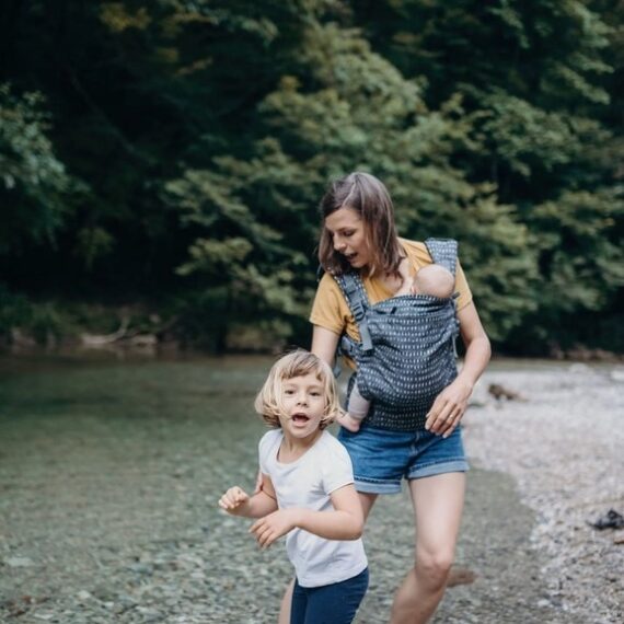 Boba X Detský nosič, denim s potlačou