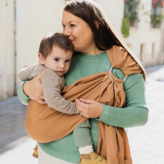 BOBA Ring Sling  Detský nosič/šatka z ľanu, hnedá
