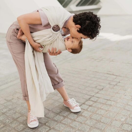 BOBA Ring Sling Detský nosič/šatka z ľanu, béžová