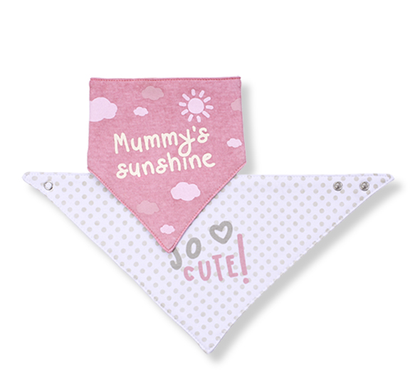 BABYONO Slintáčik malý text ružová 2 ks, 0m+